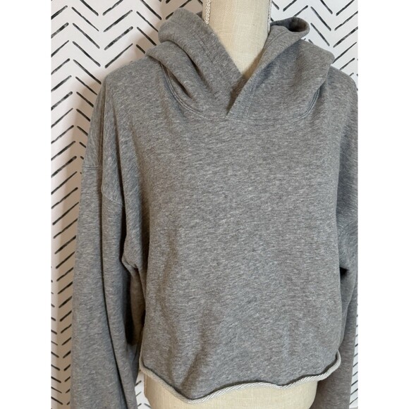 TNA Aritzia Gray Oversized‎ Cropped Hoodie Sweatshirt Women's Size XL - Picture 2 of 9